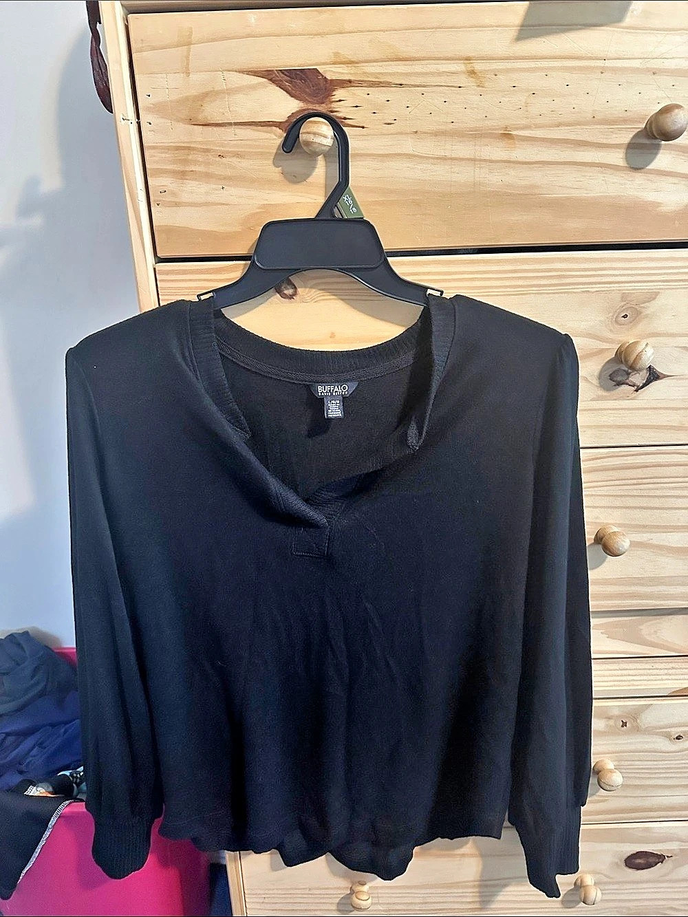 Buffalo David Bitton Long Sleeve Top in Black Size Large Like New